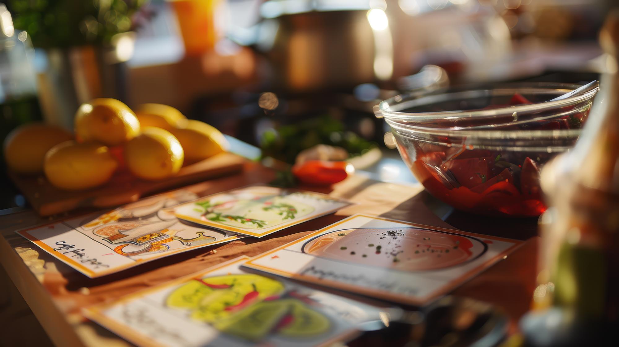 Subscription box arranged with recipe cards